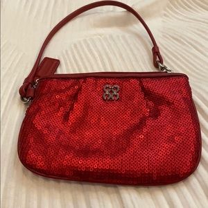 Authentic Red Sequin Coach Wristlet